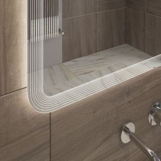 Зеркало Cezares с лазерной гравировкой, контурной подсветкой сенсорным выключателем CEZARES CZR-SPC-DUET-800-800-LED-TCH